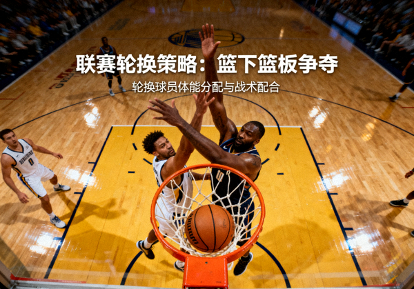 篮球比赛中球员在篮下争抢篮板，联赛轮换策略配图