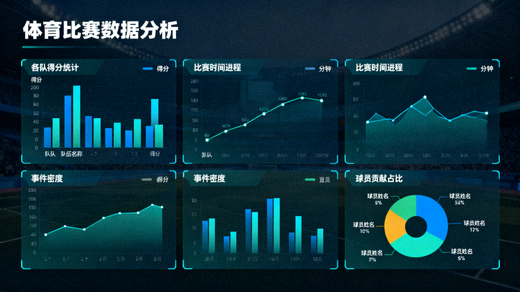 体育数据分析界面，统计图表与比赛数据可视化